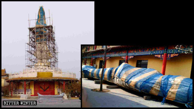 Smantellata la statua della Guanyin all'interno del tempio Wofo a Liaoning