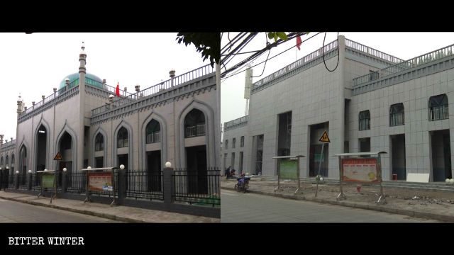 Gli elementi architettonici islamici sono stati rimossi dalla moschea delle donne, facendola apparire come un edificio per uffici