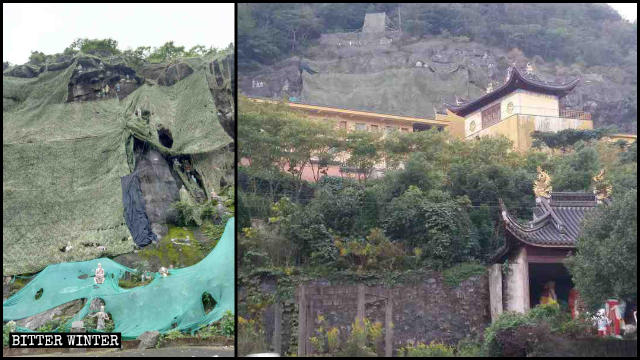 Le statue degli Arhat del tempio Zhenlong sono state coperte