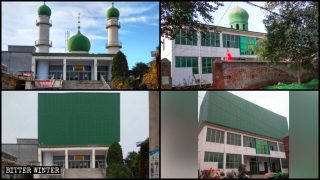 Le cupole e le mezze lune di altre moschee sono stati coperte e ora sembra che sui loro tetti siano state costruite delle casette.