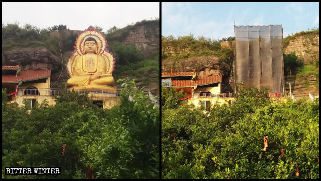 Una statua di Tathagata alta circa 10 metri è stata distrutta nel tempio di Shuangquan, nel borgo di Changsha
