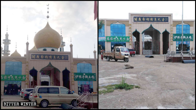 Le cupole e le mezze lune con la stella della Grande moschea Nanfang, nel distretto Yuanzhou di Guyuan, sono state rimosse
