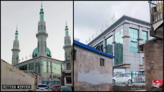 I simboli islamici sono stati rimossi dalla moschea di Jiulong Road situata nel distretto di Yuanzhou della prefettura di Guyuan