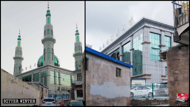 I simboli islamici sono stati rimossi dalla moschea di Jiulong Road situata nel distretto di Yuanzhou della prefettura di Guyuan