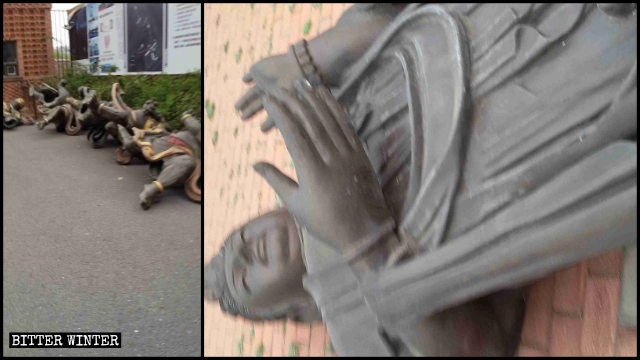 Le statue rimosse sono state posate a terra