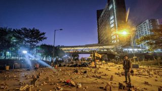La City University di Hong Kong dopo gli scontri con la polizia