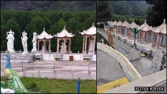 Distrutte oltre 50 statue collocate al di fuori da un tempio nella città di Xinzhou