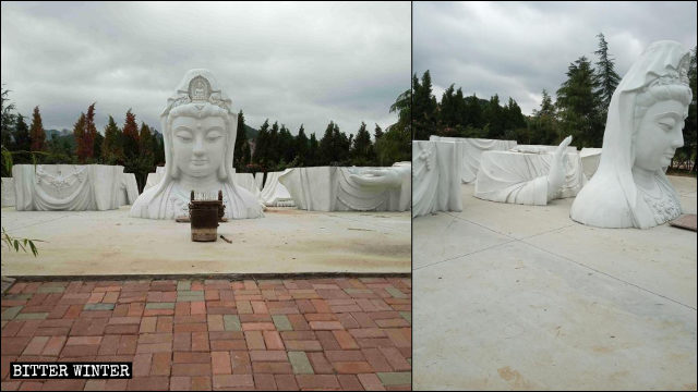 La statua della Guanyin del tempio Huayan è stata sezionata in sette parti