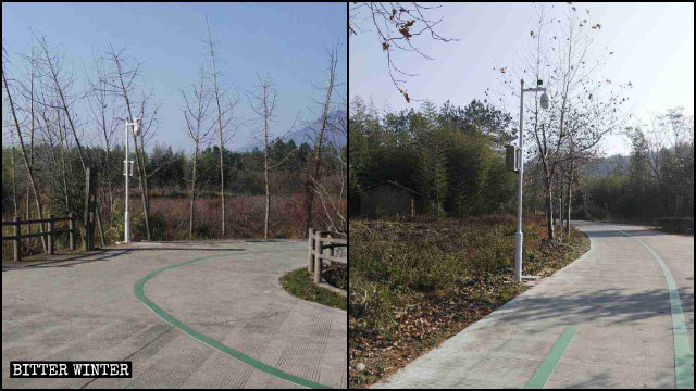 Telecamere di sorveglianza lungo una greenway