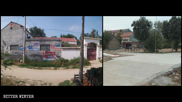 La sala per riunioni del villaggio di Dabin è stata inizialmente trasformata in un centro ricreativo e poi demolita