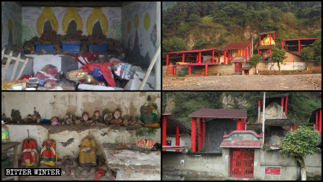 distrutte statue buddhiste di varie dimensioni