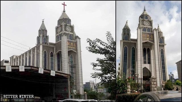 è stata rimossa la croce della chiesa